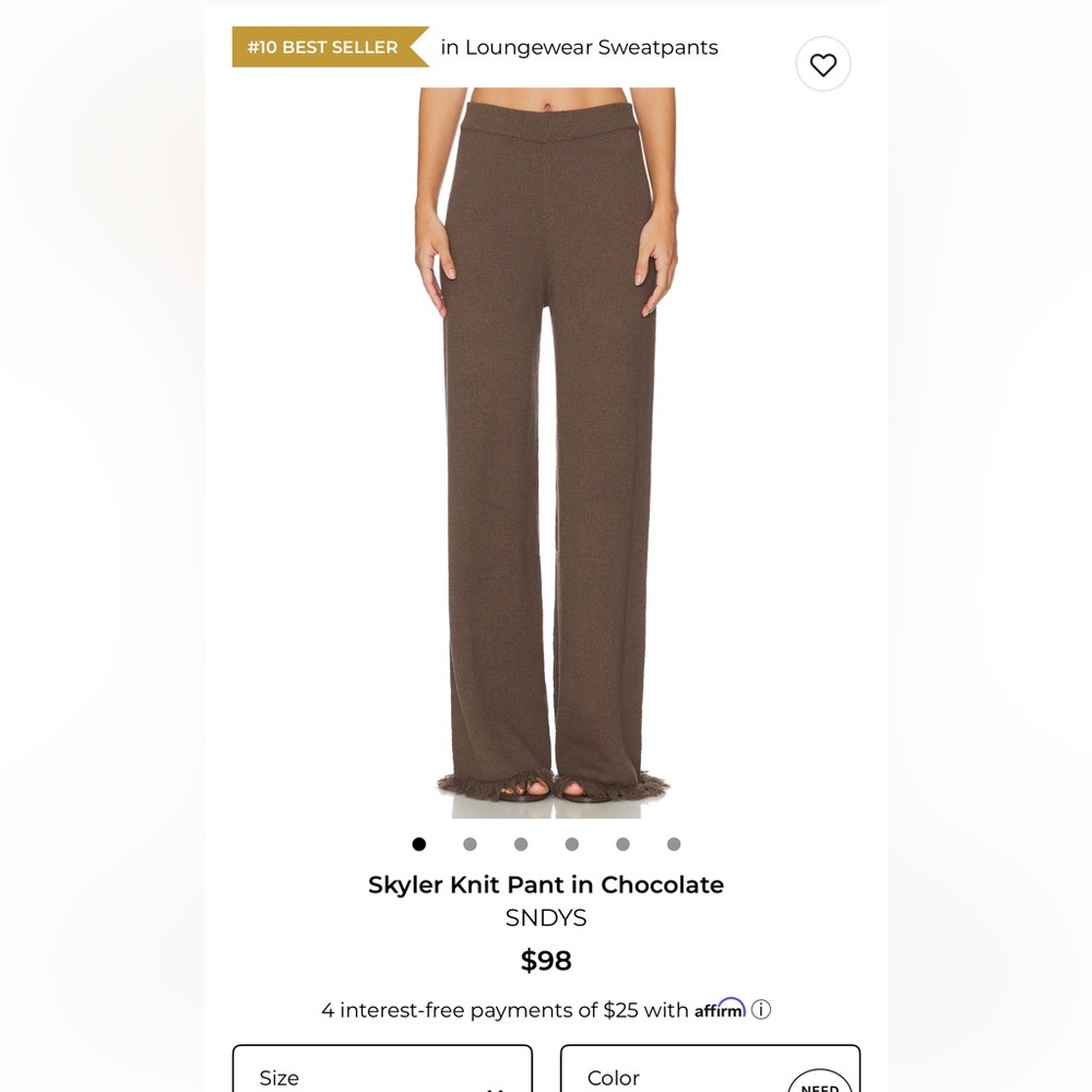 SNDYS- Skyler Knit Pant in Chocolate